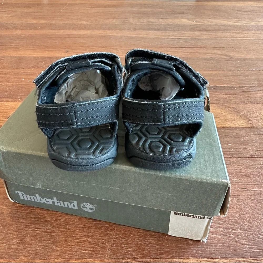 Timberland Kids Black Sport Sandals Toddler Size 6 Hook Loop Outdoor Shoes - Picture 8 of 10